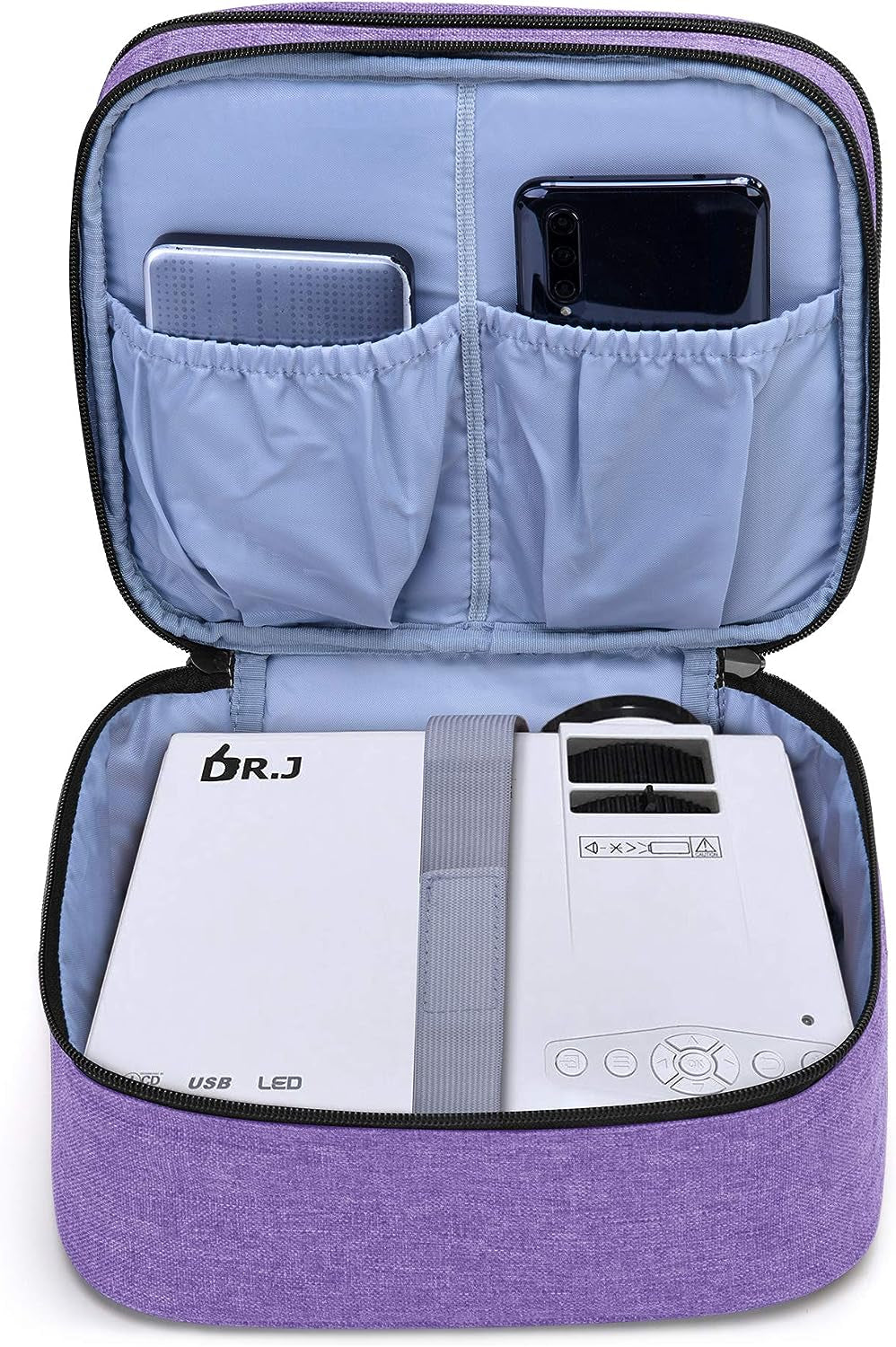 Professional Carrying Case for DR.J Mini Projector and Accessories - Portable Design in Purple