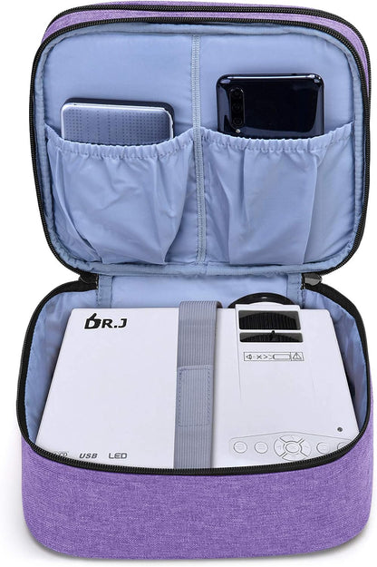 Professional Carrying Case for DR.J Mini Projector and Accessories - Portable Design in Purple