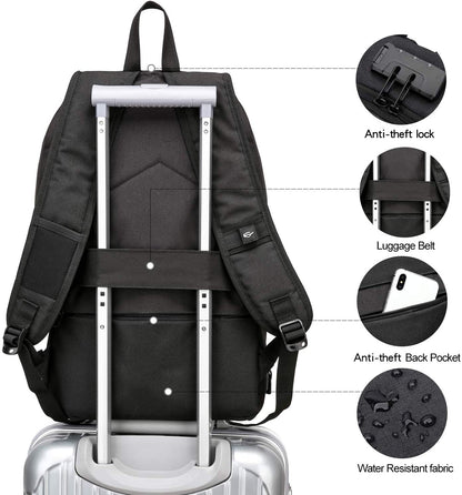 Anti-Theft Water-Resistant Laptop Backpack with USB Charging Port, Slim Design for 15.6 Inch Laptops, Ideal for Travel and Work