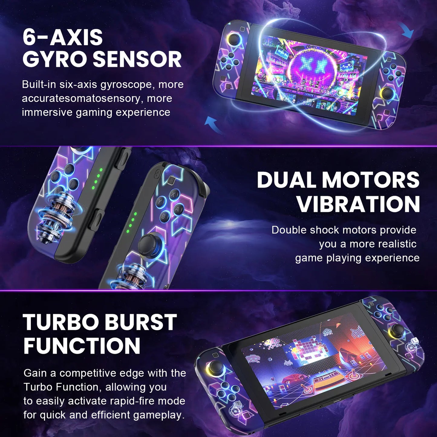 Nintendo Switch Joy-Con Controller (L/R) with RGB Lighting, Compatible with Nintendo Switch, Switch Lite, and Switch OLED